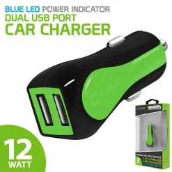 PUSBE21GR - Cellet Prism RapidCharge 12W 2.4A Dual USB Car Charger For Android And Apple Devices - Green Full Catalog