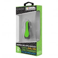 PUSBE21GR - Cellet Prism RapidCharge 12W 2.4A Dual USB Car Charger For Android And Apple Devices - Green Full Catalog