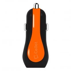 PUSBE21OR - Cellet Prism RapidCharge 12W 2.4A Dual USB Car Charger For Android And Apple Devices - Orange
