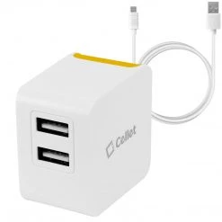 Full Catalog TCMICNKOR - Cellet Universal High Powered 12W/2.4A Dual USB Home Charger (4 Ft. Micro USB Cable Included) - Orange