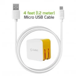 Full Catalog TCMICNKOR - Cellet Universal High Powered 12W/2.4A Dual USB Home Charger (4 Ft. Micro USB Cable Included) - Orange