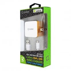 Full Catalog TCMICNKOR - Cellet Universal High Powered 12W/2.4A Dual USB Home Charger (4 Ft. Micro USB Cable Included) - Orange
