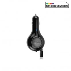 Full Catalog PUSBC30R - Cellet 3A / 15W USB Type-C Retractable Car Charger For LG G5, Nexus 5X, Nexus 6P, Nokia Lumia 950/950 XL, OnePlus 2, Samsung Galaxy Note 7