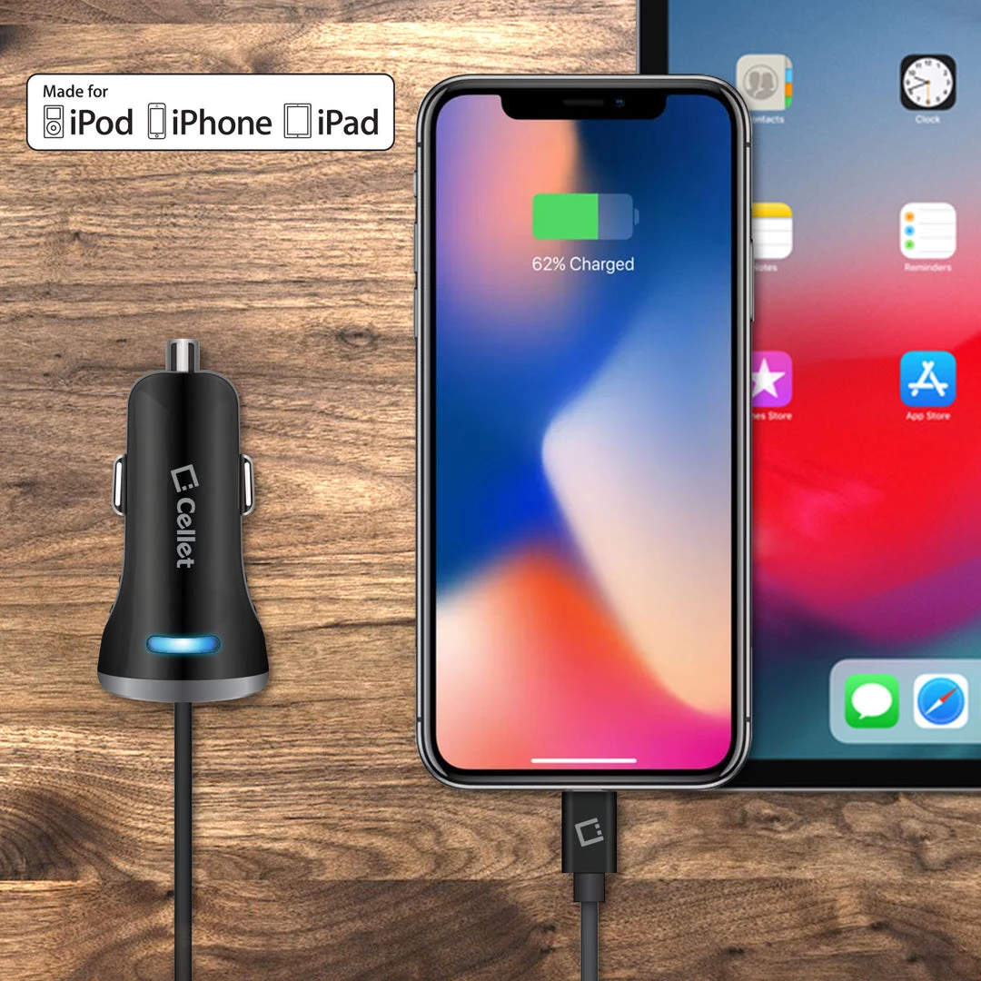 GoCellet Full Catalog PAPP8H34BK - MFI Certified Lightning Car Charger 3.4 Amp With USB Port 4 GoCellet Full Catalog PAPP8H34BK - MFI Certified Lightning Car Charger 3.4 Amp With USB Port