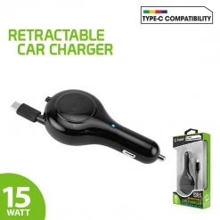 Full Catalog PUSBC30R - Cellet 3A / 15W USB Type-C Retractable Car Charger For LG G5, Nexus 5X, Nexus 6P, Nokia Lumia 950/950 XL, OnePlus 2, Samsung Galaxy Note 7