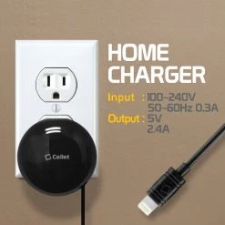 Full Catalog TCAPP8R24 - IPhone Charger, Cellet High Power 2.4A /12W Apple MFI Certified Retractable Lightning Home Charger For IPad, IPhone, IPad