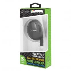 Full Catalog TCUSBCR30 - Cellet High Powered 3Amp / 15Watt USB Type-C Retractable Home Charger For Samsung Galaxy 10 10+ Note 10 Google Pixel 3 XL LG G5, Nexus 5X, Nexus 6P, Nokia Lumia 950/950 XL, OnePlus 2