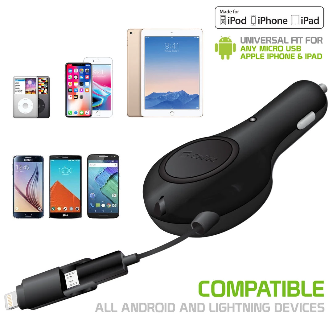 GoCellet PAPP8R21M- 2 In 1 Micro USB And Lightning USB Retractable Car Charger 6 GoCellet PAPP8R21M- 2 In 1 Micro USB And Lightning USB Retractable Car Charger