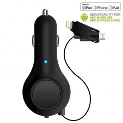 GoCellet PAPP8R21M- 2 In 1 Micro USB And Lightning USB Retractable Car Charger