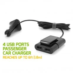 Cellet Full Catalog PBACK4WT - 4 PORT PASSANGER CAR CHARGER 9.6A WHITE