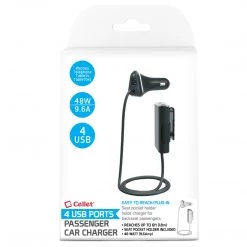 Cellet Full Catalog PBACK4WT - 4 PORT PASSANGER CAR CHARGER 9.6A WHITE