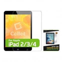 Cellet SGIPHIPAD234 - IPad Screen, IPad 2/3/4 Tempered Glass Screen Protector Premium Tempered 9H Glass Screen Protector For IPad 2/3/4