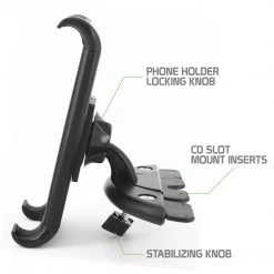 Cellet Full Catalog PHCDTAB- Universal CD Slot Insert Phone & Tablet Mount, Adjustable Rotating 360 Cradle