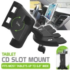Cellet Full Catalog PHCDTAB- Universal CD Slot Insert Phone & Tablet Mount, Adjustable Rotating 360 Cradle
