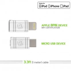 DAAPP5TKWT - Cellet 2 In 1 Micro USB + Lightning (Licensed By Apple, MFI Certified) Charging/Data Sync Cable - White Full Catalog