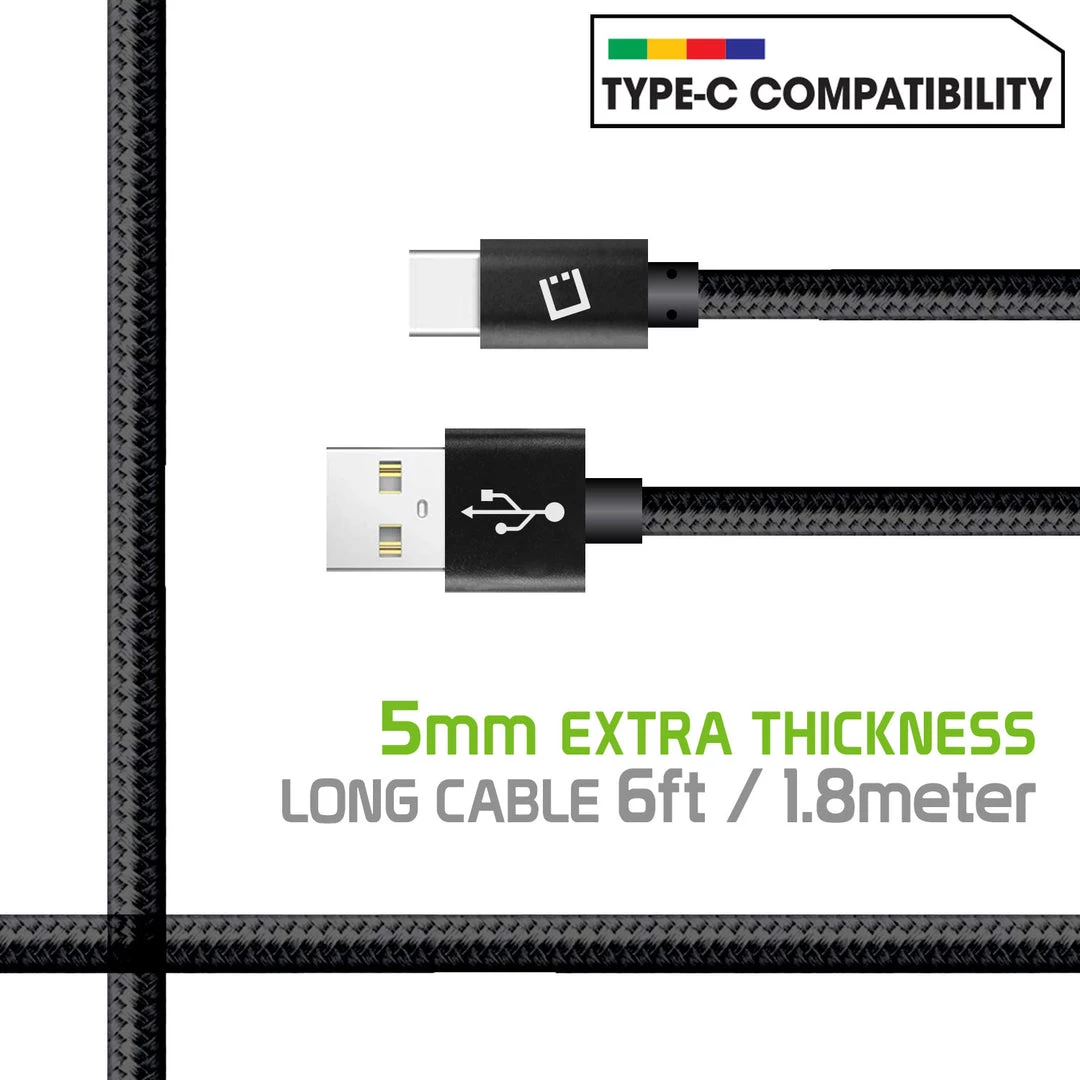Cellet Wholesale DCA620BK - Type-C Cable, Cellet 6ft (1.8m) Heavy Duty Nylon Braided USB-A To USB-C For HTC 10, LG G5, Nexus 5X/6P, LG V20, Samsung Galaxy Note 7 - Black Full Catalog 4 Cellet Wholesale DCA620BK - Type-C Cable, Cellet 6ft (1.8m) Heavy Duty Nylon Braided USB-A To USB-C For HTC 10, LG G5, Nexus 5X/6P, LG V20, Samsung Galaxy Note 7 - Black Full Catalog