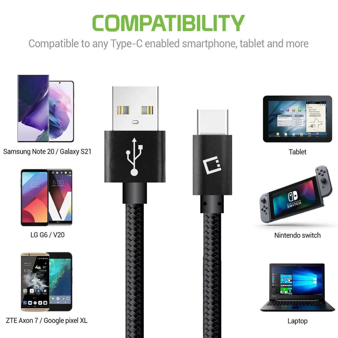 Cellet Wholesale DCA620BK - Type-C Cable, Cellet 6ft (1.8m) Heavy Duty Nylon Braided USB-A To USB-C For HTC 10, LG G5, Nexus 5X/6P, LG V20, Samsung Galaxy Note 7 - Black Full Catalog 5 Cellet Wholesale DCA620BK - Type-C Cable, Cellet 6ft (1.8m) Heavy Duty Nylon Braided USB-A To USB-C For HTC 10, LG G5, Nexus 5X/6P, LG V20, Samsung Galaxy Note 7 - Black Full Catalog