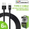 Cellet Wholesale DCA620BK - Type-C Cable, Cellet 6ft (1.8m) Heavy Duty Nylon Braided USB-A To USB-C For HTC 10, LG G5, Nexus 5X/6P, LG V20, Samsung Galaxy Note 7 - Black Full Catalog