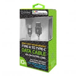 Full Catalog DCA1020GY - Type-C Cable, Cellet 10ft (3m) Heavy Duty Nylon Braided USB-A To USB-C For HTC 10, LG G5, Nexus 5X/6P, LG V20, Samsung Galaxy Note 7- Gray