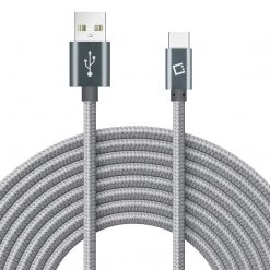 Full Catalog DCA1020GY - Type-C Cable, Cellet 10ft (3m) Heavy Duty Nylon Braided USB-A To USB-C For HTC 10, LG G5, Nexus 5X/6P, LG V20, Samsung Galaxy Note 7- Gray