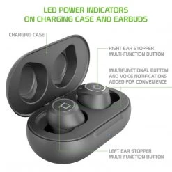 Full Catalog EB600BK - Cellet Wireless Earbuds, Premium V5.0 In-Ear Wireless Earbuds With Charging Case, Voice Notifications And Built-in Microphone And Type C USB Charging Cable Compatible To Wireless Enabled Devices - Black