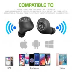 Full Catalog EB600BK - Cellet Wireless Earbuds, Premium V5.0 In-Ear Wireless Earbuds With Charging Case, Voice Notifications And Built-in Microphone And Type C USB Charging Cable Compatible To Wireless Enabled Devices - Black