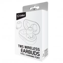 Full Catalog EB600BK - Cellet Wireless Earbuds, Premium V5.0 In-Ear Wireless Earbuds With Charging Case, Voice Notifications And Built-in Microphone And Type C USB Charging Cable Compatible To Wireless Enabled Devices - Black