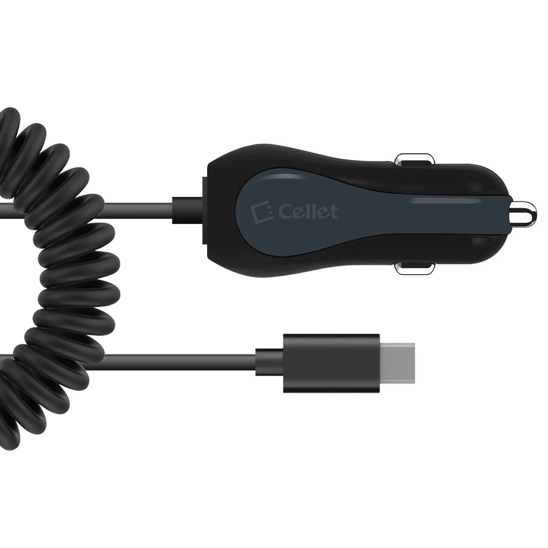 PUSBC32 - Cellet High Powered 3 Amp / 15 Watt Type-C USB Car Charger With Extra USB Port & Attached 6ft Coiled Cable Full Catalog 5 PUSBC32 - Cellet High Powered 3 Amp / 15 Watt Type-C USB Car Charger With Extra USB Port & Attached 6ft Coiled Cable Full Catalog