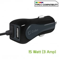 PUSBC32 - Cellet High Powered 3 Amp / 15 Watt Type-C USB Car Charger With Extra USB Port & Attached 6ft Coiled Cable Full Catalog 16 PUSBC32 - Cellet High Powered 3 Amp / 15 Watt Type-C USB Car Charger With Extra USB Port & Attached 6ft Coiled Cable Full Catalog