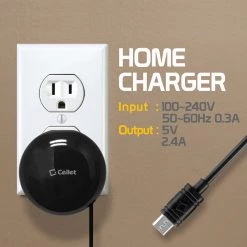 TCMICROR24 - Cellet High Powered 2.4A/12W Retractable Micro USB Home Charger For Android Devices