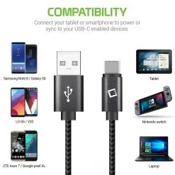 DCA4IN - Type C Cable, Cellet 4 In. Premium Nylon Braided Fast Charging Type C Cable
