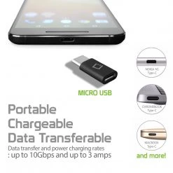 Full Catalog CNMICCBK - Cellet Micro USB To USB-C Adapter Converter Connector - Black