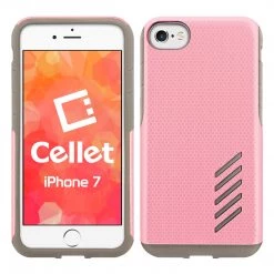 Cellet Full Catalog CCIPH75PK - IPhone SE 2020 / 8 / 7 Dual Layer Anti-Slip Aviator Series Heavy Duty Phone Case - Pink/ Gray