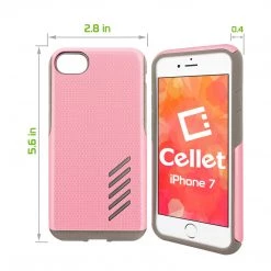 Cellet Full Catalog CCIPH75PK - IPhone SE 2020 / 8 / 7 Dual Layer Anti-Slip Aviator Series Heavy Duty Phone Case - Pink/ Gray