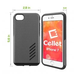Cellet CCIPH75GY - IPhone SE 2020 / 8 / 7 Dual Layer Anti-Slip Aviator Series Heavy Duty Phone Case - Space Gray/Black