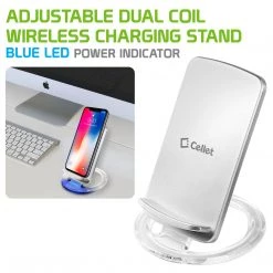 QI300SL - Wireless Charging Pad, Cellet Adjustable Dual Coil Wireless Charging Stand For All Wireless (Qi) Enabled Devices - Silver Full Catalog