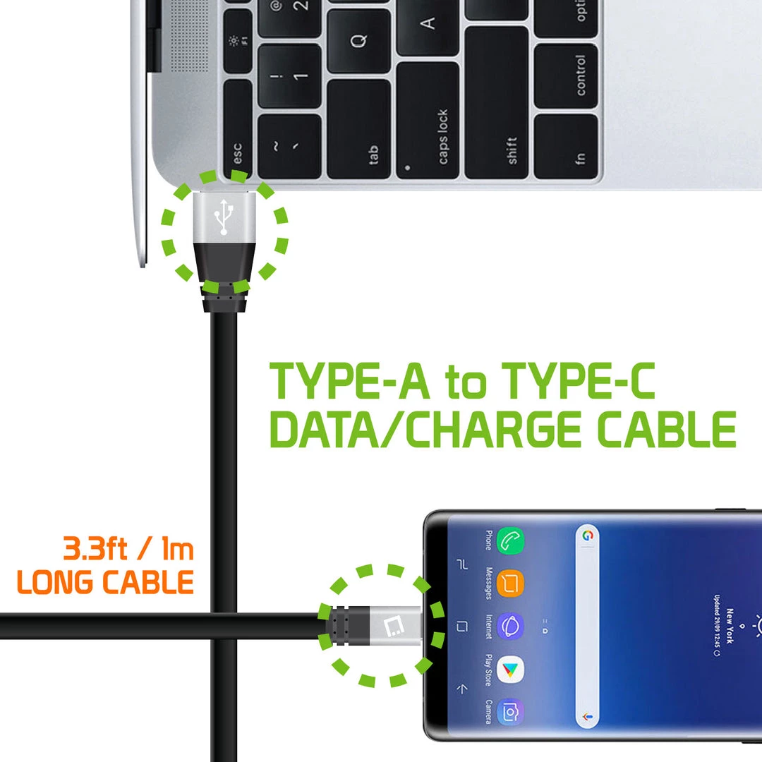 Cellet DCA33BK - USB-A To USB-C Cable, CyonGear Tangle-Free Standard 3.2ft (1m) USB-A To USB-C Charging Sync Cable For Google Pixel XL, LG G5, Nexus 5x/6P, LG V20, Motorola Moto Z/Z Force, HTC 10 And More 3 Cellet DCA33BK - USB-A To USB-C Cable, CyonGear Tangle-Free Standard 3.2ft (1m) USB-A To USB-C Charging Sync Cable For Google Pixel XL, LG G5, Nexus 5x/6P, LG V20, Motorola Moto Z/Z Force, HTC 10 And More