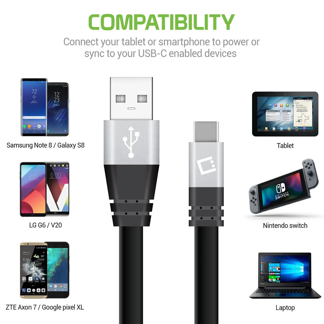 Cellet DCA33BK - USB-A To USB-C Cable, CyonGear Tangle-Free Standard 3.2ft (1m) USB-A To USB-C Charging Sync Cable For Google Pixel XL, LG G5, Nexus 5x/6P, LG V20, Motorola Moto Z/Z Force, HTC 10 And More 5 Cellet DCA33BK - USB-A To USB-C Cable, CyonGear Tangle-Free Standard 3.2ft (1m) USB-A To USB-C Charging Sync Cable For Google Pixel XL, LG G5, Nexus 5x/6P, LG V20, Motorola Moto Z/Z Force, HTC 10 And More