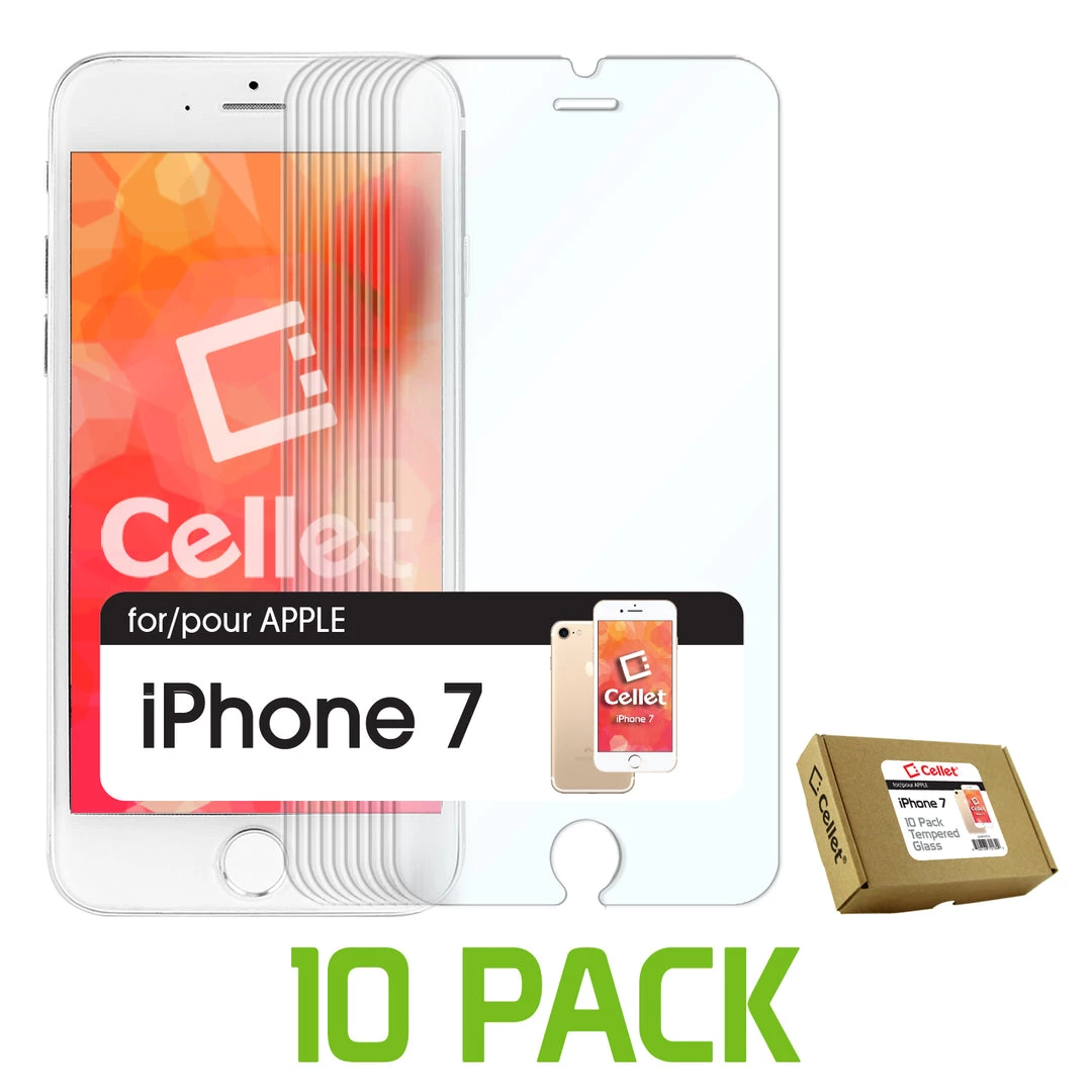 SGIPH710 - 10 Pack IPhone SE 2020, 8, 7, 6S, 6 Screen Protectors, Tempered Glass Screen Protector Compatible To Apple IPhone 6, 7 And 8 (0.3mm) By Cellet 1 SGIPH710 - 10 Pack IPhone SE 2020, 8, 7, 6S, 6 Screen Protectors, Tempered Glass Screen Protector Compatible To Apple IPhone 6, 7 And 8 (0.3mm) By Cellet