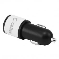 Full Catalog PUSB10W- High Power Dual USB Car Charger, Cellet 2.1A/10W Dual USB Car Charger (Type-C Cable Included) - White