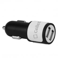 Full Catalog PUSB10W- High Power Dual USB Car Charger, Cellet 2.1A/10W Dual USB Car Charger (Type-C Cable Included) - White