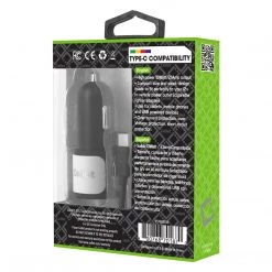 Full Catalog PUSB10W- High Power Dual USB Car Charger, Cellet 2.1A/10W Dual USB Car Charger (Type-C Cable Included) - White