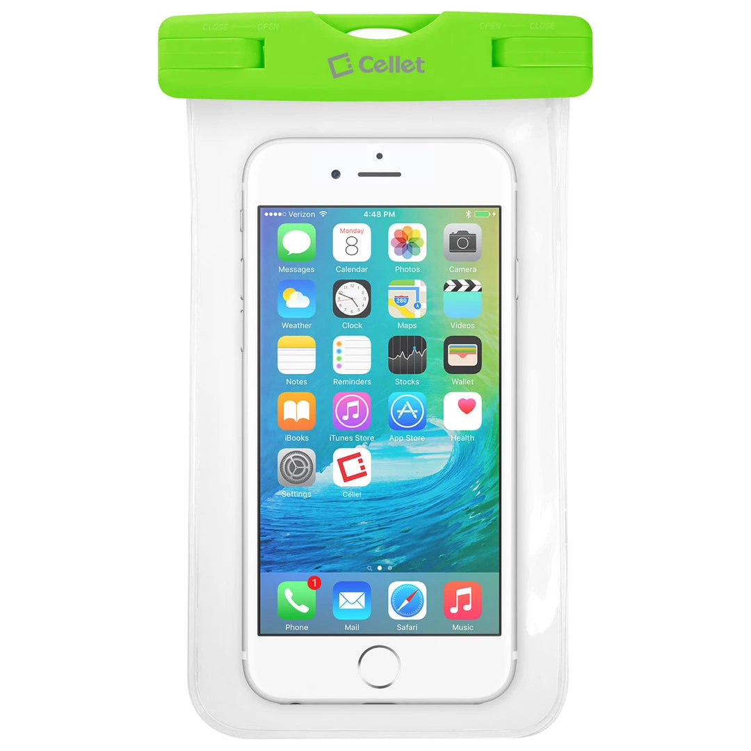 WATER1GR - Cellet Universal IPX8 Waterproof Case For Apple IPhone 7 Plus, 6s Plus, Samsung Galaxy S7 Edge, Large Smartphones, Digital Cameras, MP3 Players And More - Green Full Catalog 4 WATER1GR - Cellet Universal IPX8 Waterproof Case For Apple IPhone 7 Plus, 6s Plus, Samsung Galaxy S7 Edge, Large Smartphones, Digital Cameras, MP3 Players And More - Green Full Catalog
