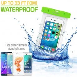 WATER1GR - Cellet Universal IPX8 Waterproof Case For Apple IPhone 7 Plus, 6s Plus, Samsung Galaxy S7 Edge, Large Smartphones, Digital Cameras, MP3 Players And More - Green Full Catalog 16 WATER1GR - Cellet Universal IPX8 Waterproof Case For Apple IPhone 7 Plus, 6s Plus, Samsung Galaxy S7 Edge, Large Smartphones, Digital Cameras, MP3 Players And More - Green Full Catalog