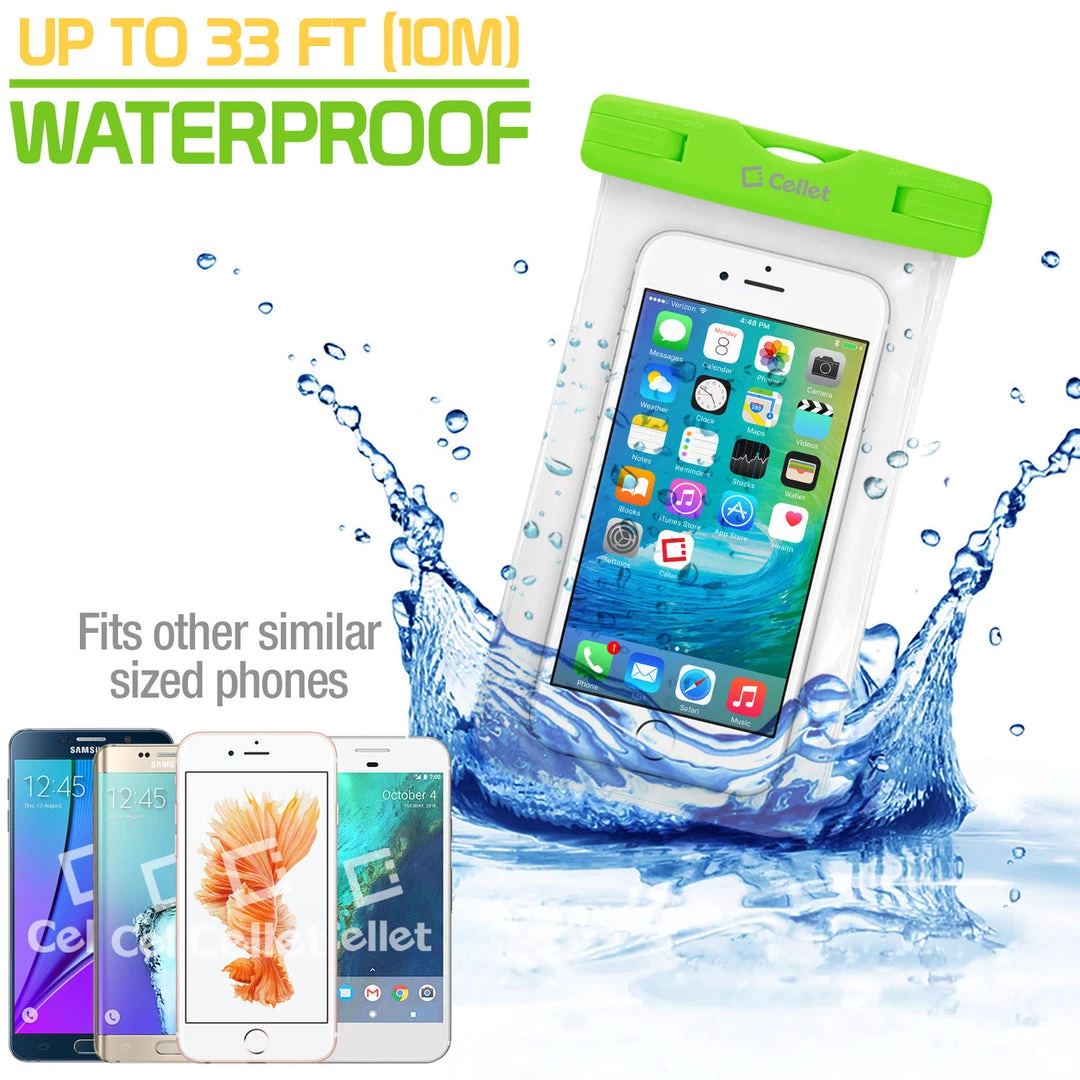 WATER1GR - Cellet Universal IPX8 Waterproof Case For Apple IPhone 7 Plus, 6s Plus, Samsung Galaxy S7 Edge, Large Smartphones, Digital Cameras, MP3 Players And More - Green Full Catalog 8 WATER1GR - Cellet Universal IPX8 Waterproof Case For Apple IPhone 7 Plus, 6s Plus, Samsung Galaxy S7 Edge, Large Smartphones, Digital Cameras, MP3 Players And More - Green Full Catalog