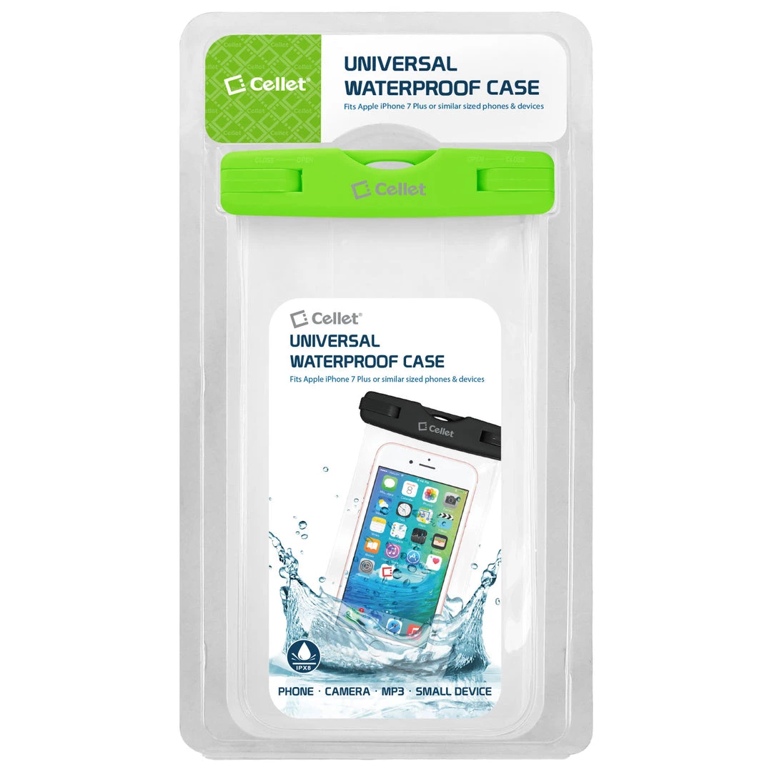 WATER1GR - Cellet Universal IPX8 Waterproof Case For Apple IPhone 7 Plus, 6s Plus, Samsung Galaxy S7 Edge, Large Smartphones, Digital Cameras, MP3 Players And More - Green Full Catalog 9 WATER1GR - Cellet Universal IPX8 Waterproof Case For Apple IPhone 7 Plus, 6s Plus, Samsung Galaxy S7 Edge, Large Smartphones, Digital Cameras, MP3 Players And More - Green Full Catalog