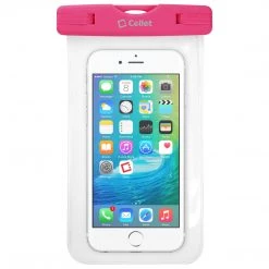 Cellet Wholesale Full Catalog WATER1PK - Cellet Universal IPX8 Waterproof Case For Apple IPhone 7 Plus, 6s Plus, Samsung Galaxy S7 Edge, Large Smartphones, Digital Cameras, MP3 Players And More - Pink