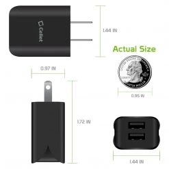 Cellet TCAPP824HBK - UL Certified Compact Home Charger For Apple Devices, 12 Watt (2.4Amp) Home Charger With Dual Ports And 3.3 Ft. Apple MFI Certified Lightning Cable Compatible To IPhone XS Max, XS, XR, X, 8/8 Plus, IPad, IPad Mini 4/3/2 And More - Black Full Catalog
