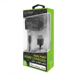 Cellet TCAPP824HBK - UL Certified Compact Home Charger For Apple Devices, 12 Watt (2.4Amp) Home Charger With Dual Ports And 3.3 Ft. Apple MFI Certified Lightning Cable Compatible To IPhone XS Max, XS, XR, X, 8/8 Plus, IPad, IPad Mini 4/3/2 And More - Black Full Catalog