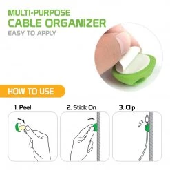 Cellet AC929 - Cable Clips, Multi-Purpose Self Adhesive Cable Organizer- For Desk Management - 6 Piece Multi-color Set- By Cyongear